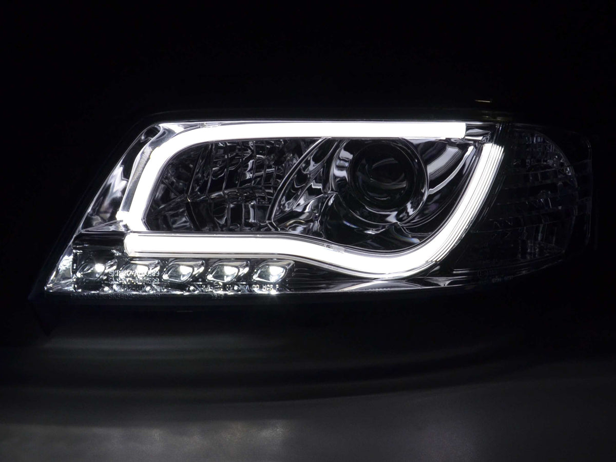 Scheinwerfer Set Daylight LED Tagfahrlicht Audi A6 Typ 4B 97-01 chrom Scheinwerfer Set Daylight LED Tagfahrlicht Audi A6 Typ 4B 97-01 chrom